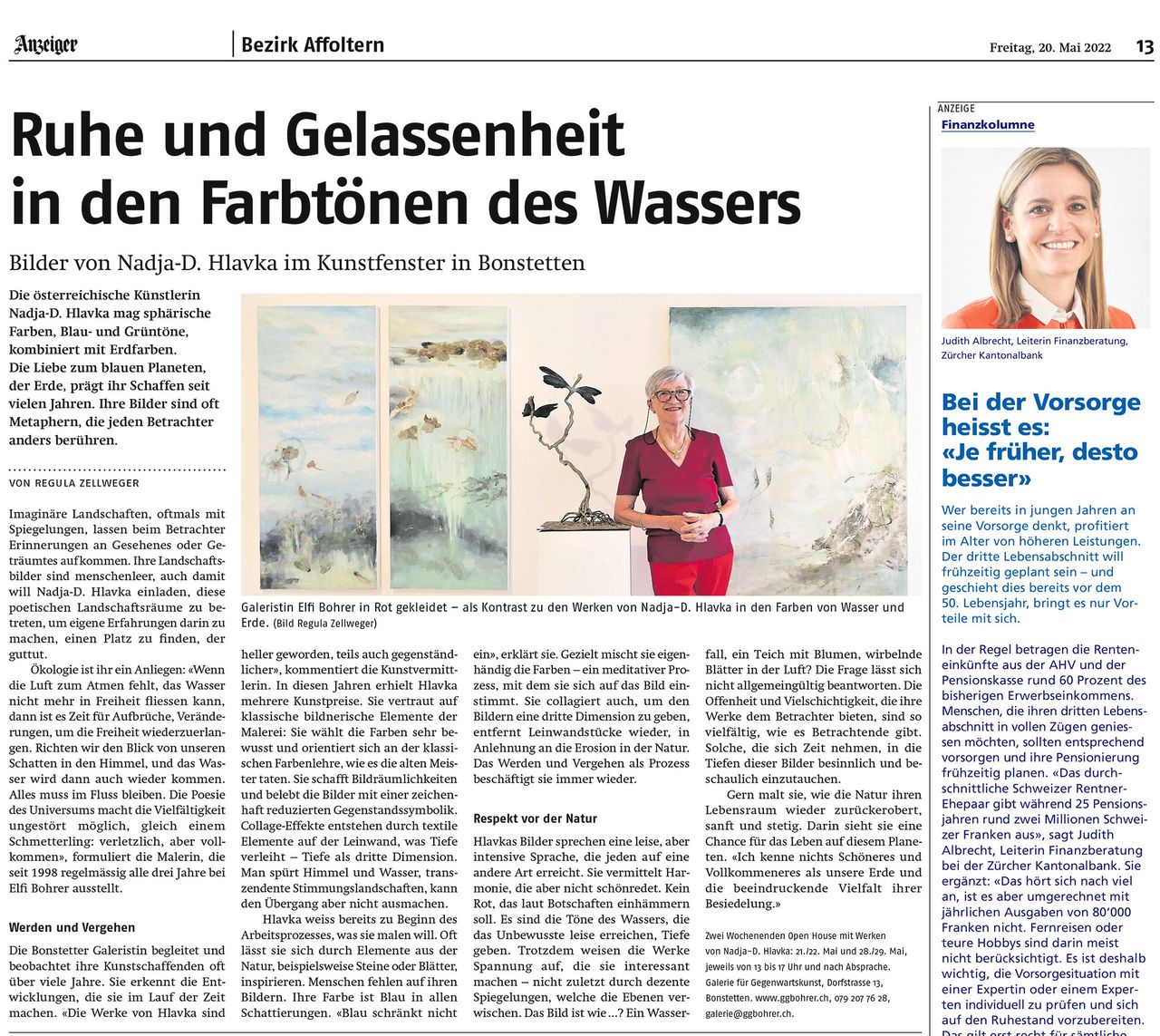 Ein Medienartikel über die Mai-Ausstellung 2022 der Galerie Bohrer