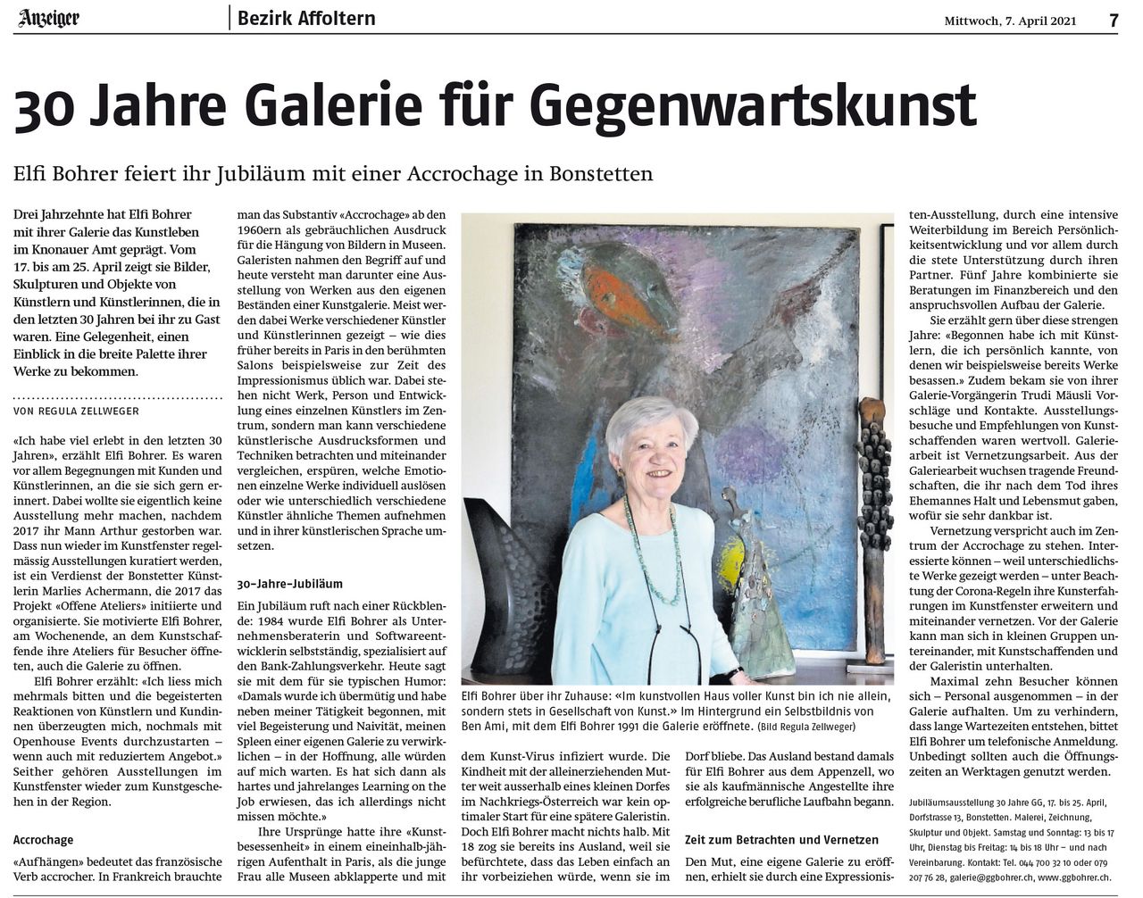 Artikel Galerie Bohrer zum 30-Jahre-Jubiläum