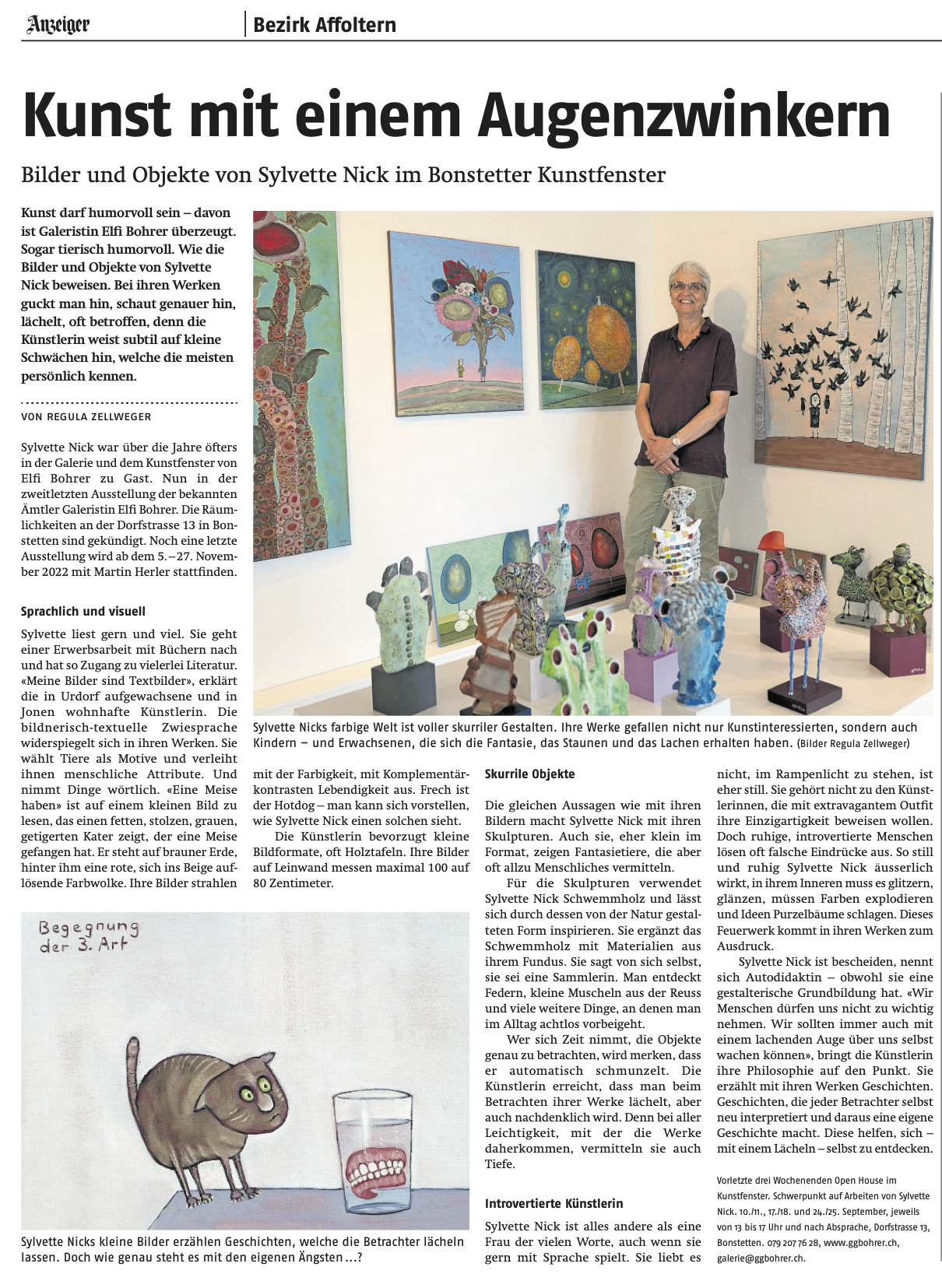 Ein Medienartikel über die September-Ausstellung 2022 der Galerie Bohrer